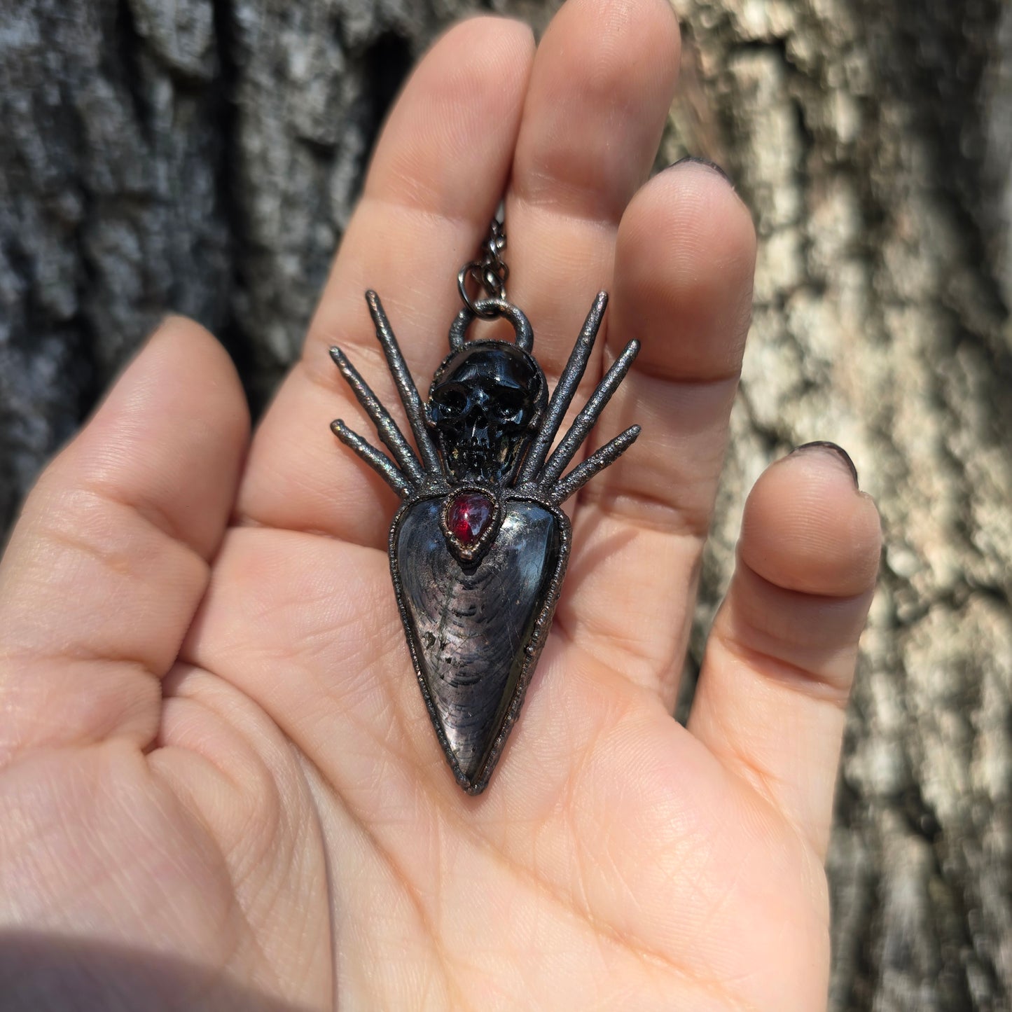 GRIMM - Hypersthene and Garnet Necklace