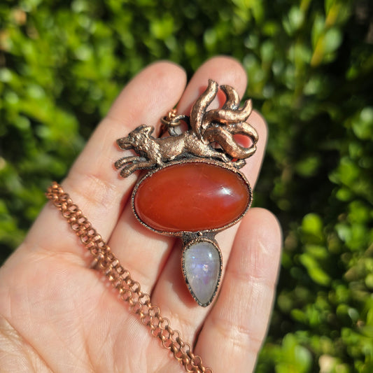 Yōkai - Carnelian and Moonstone Necklace