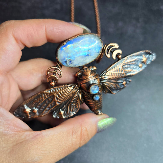Electroformed Moonstone Cicada