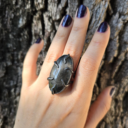 Silversheen Obsidian Ring