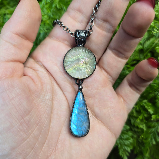 Mother of Pearl & Labradorite Eye Necklace