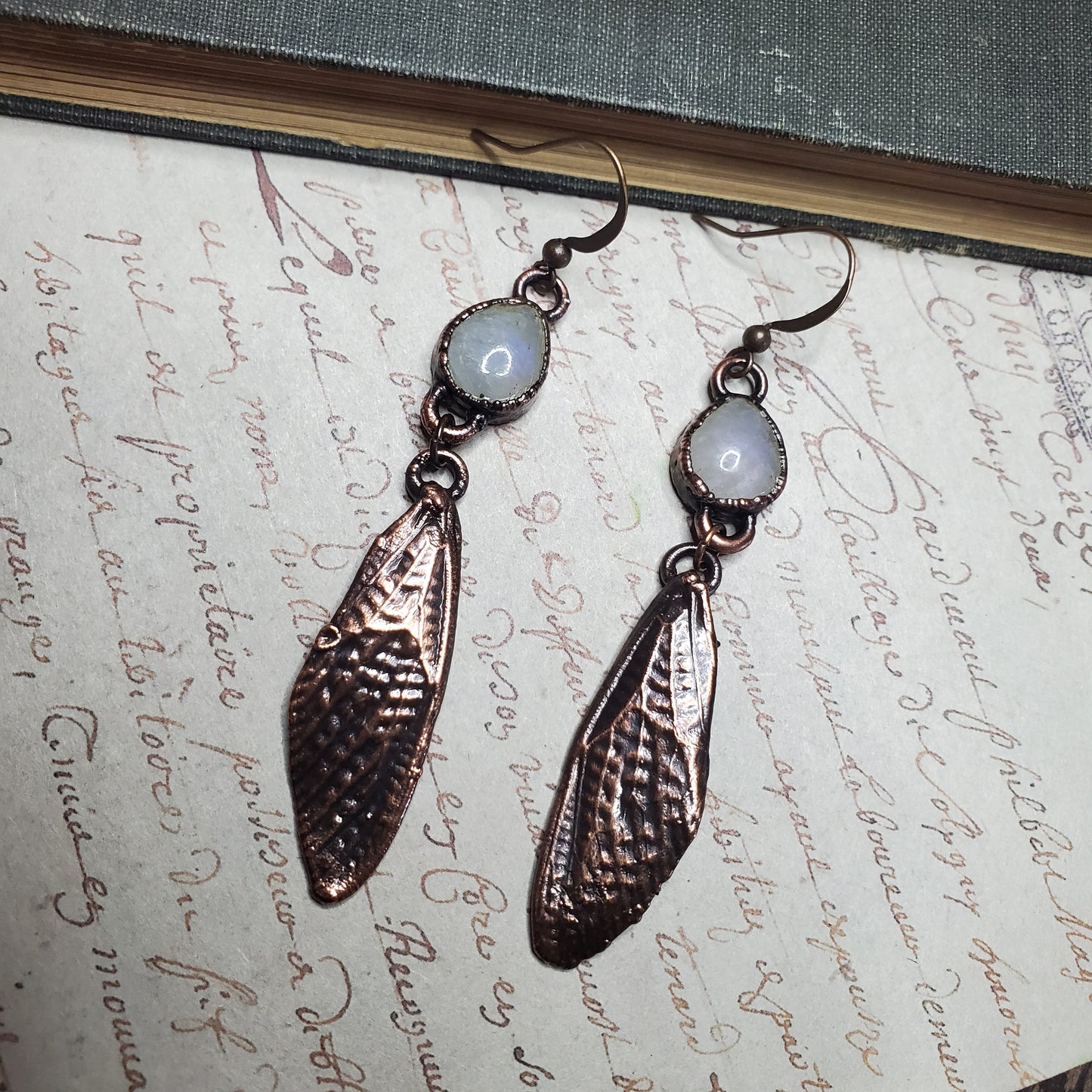Summer Nights Collection - Cicada and Moonstone Earrings