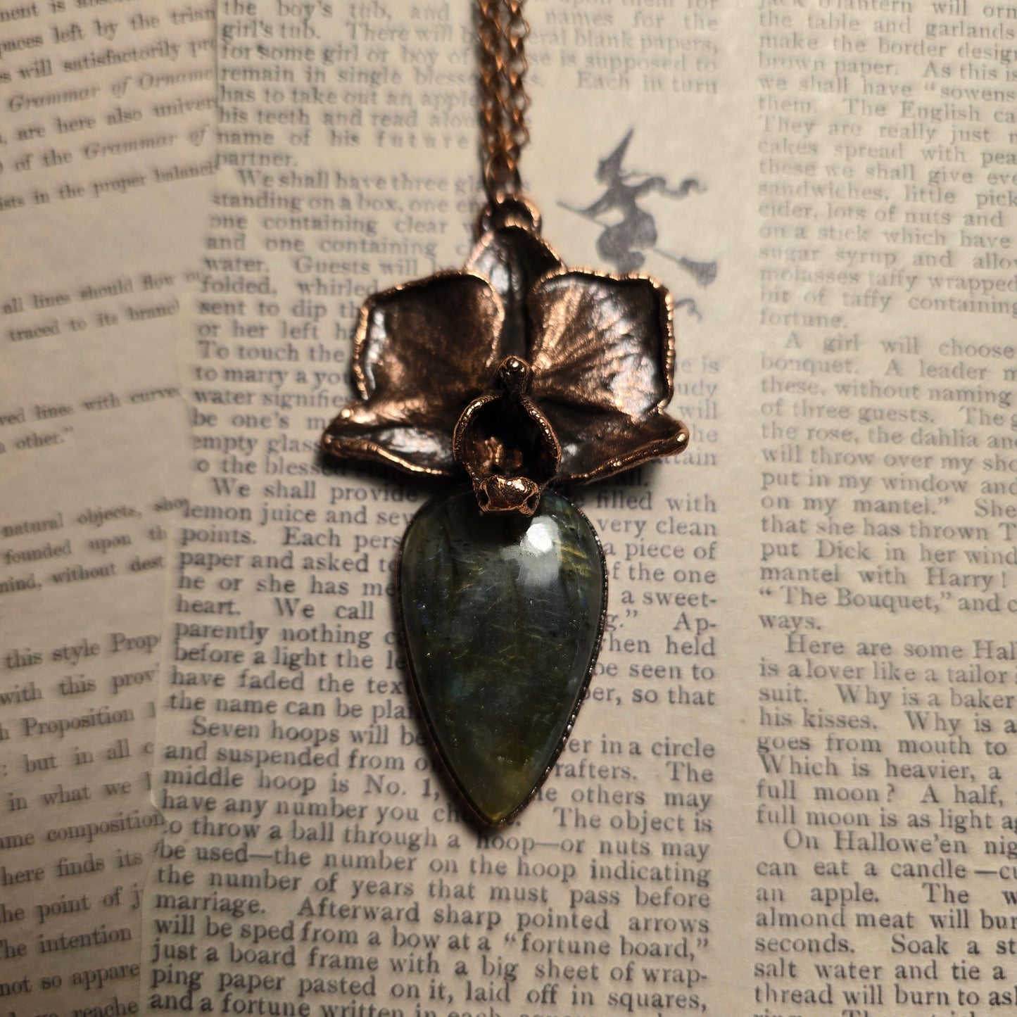 Electroformed Orchid Necklace - Labradorite