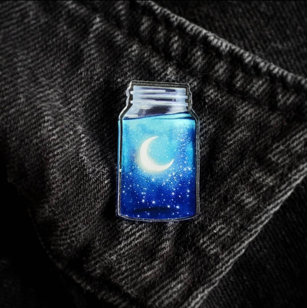 Moon and Stars Acrylic Pin