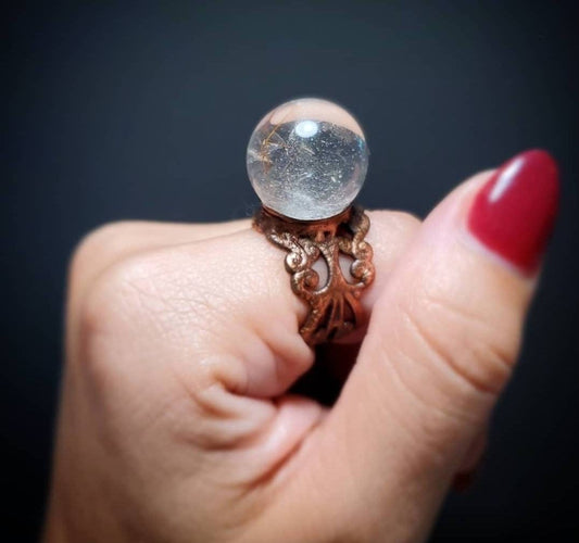 Quartz Sphere Electroformed Ring